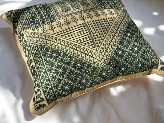 Embroidered Green Cushion Cover