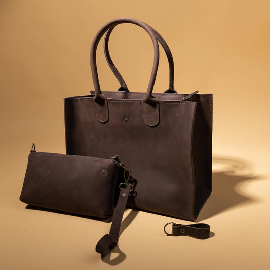 Chocolate brown leather handbag