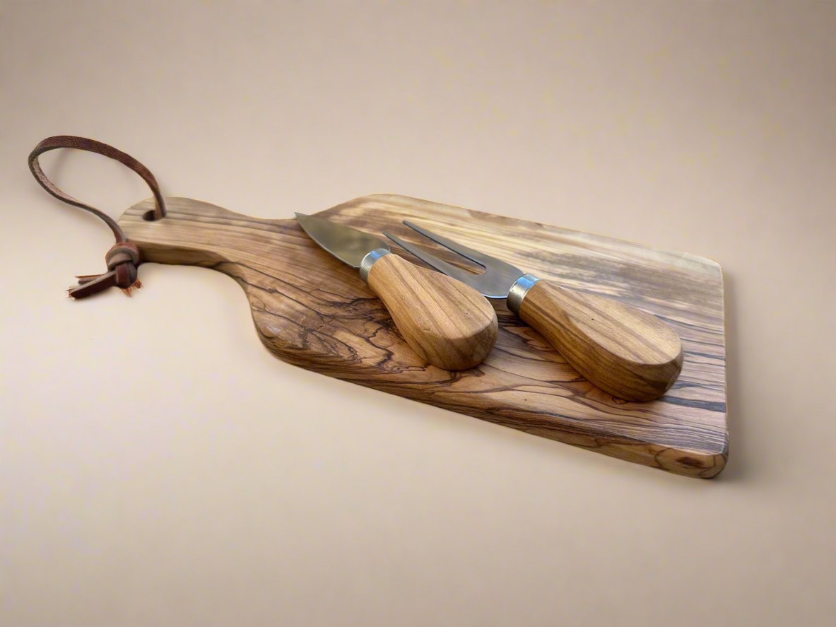 Olive Wood Cheese Board Bundle