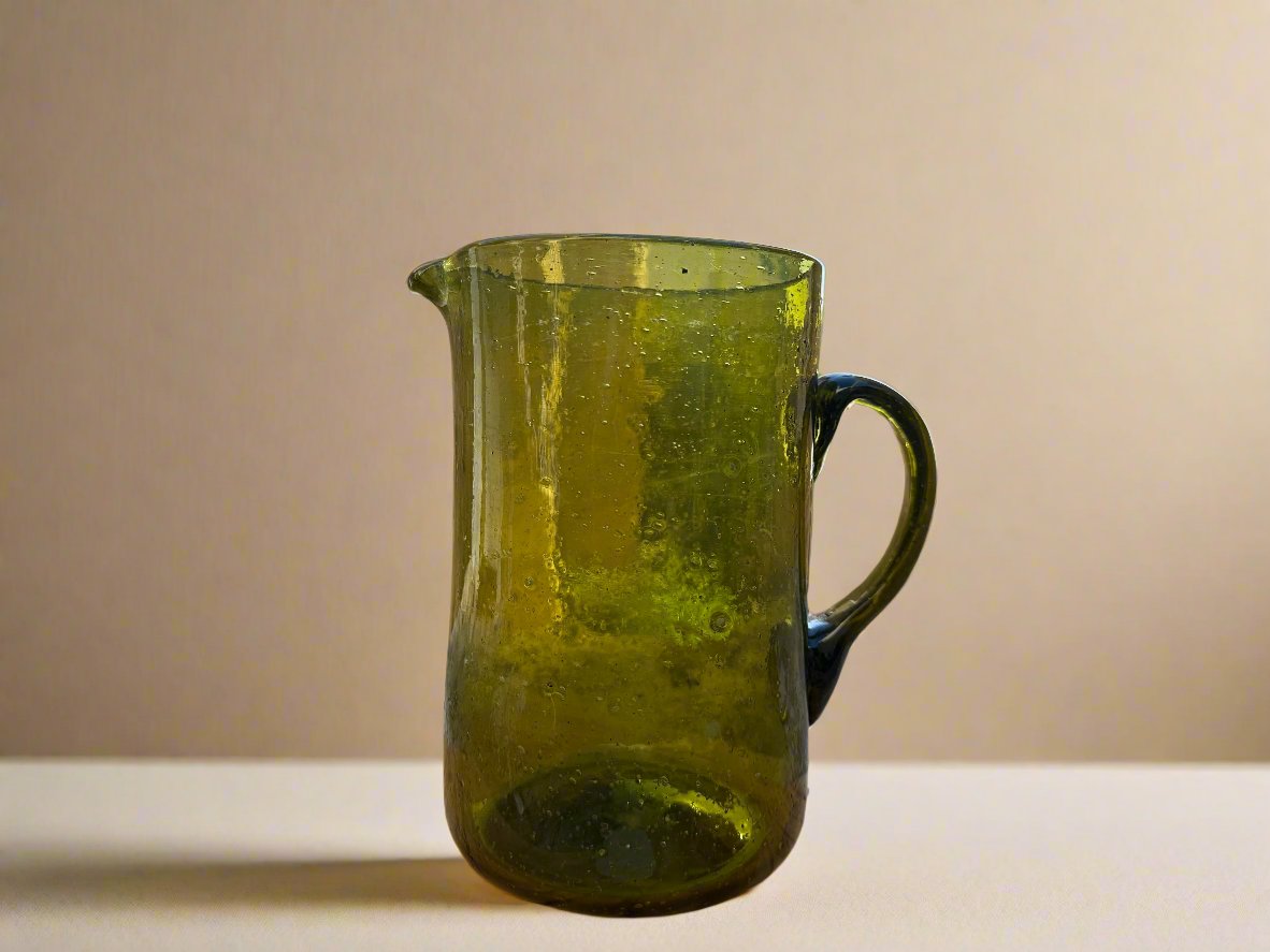 Olive Green Hebron Glass Pitcher