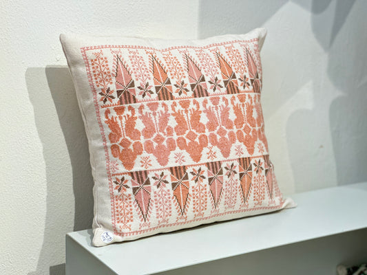 Palestinian Embroidered Peach Cushion Covers