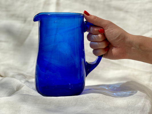 New Cobalt Blue Hebron Glass Pitcher