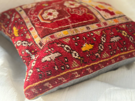 Vintage red & yellow cushion cover