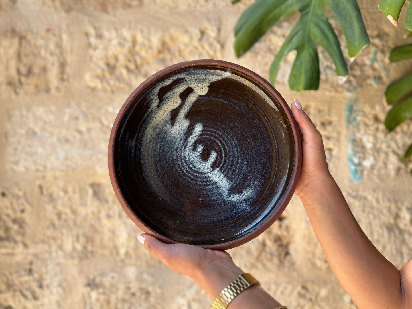 Large Terra Cotta Ceramic Bowl by Nur Minawi