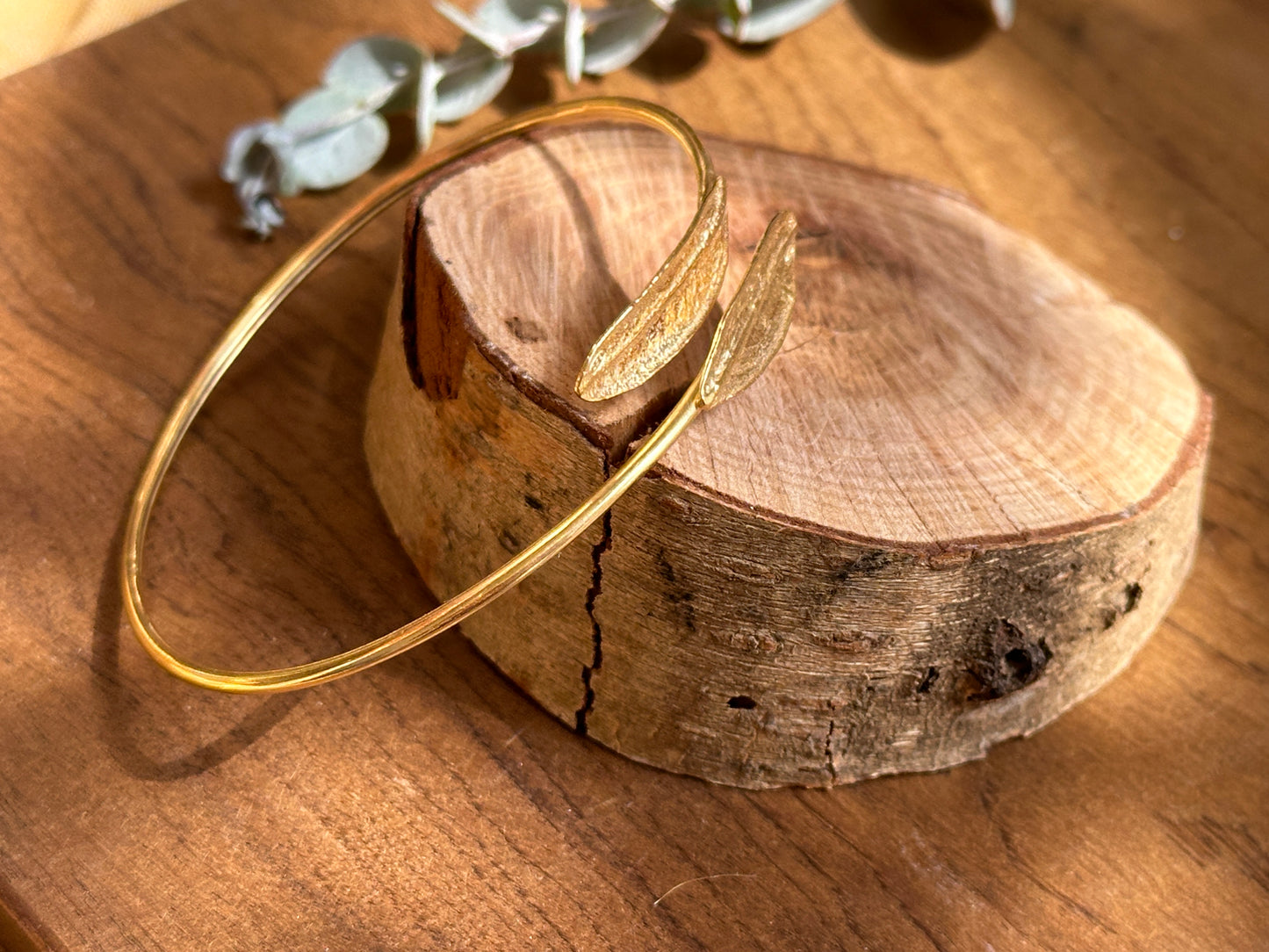 Gold Olive Leaf Bracelet (2 leaf)