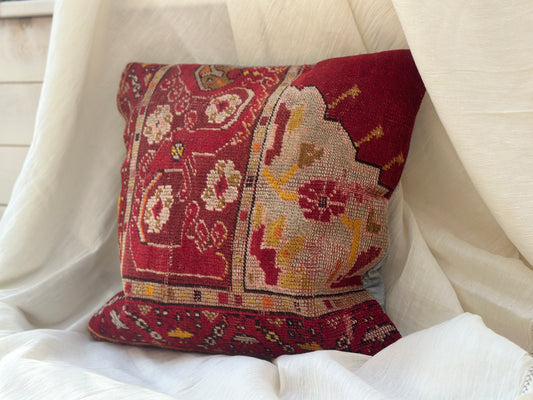 Vintage red & yellow cushion cover