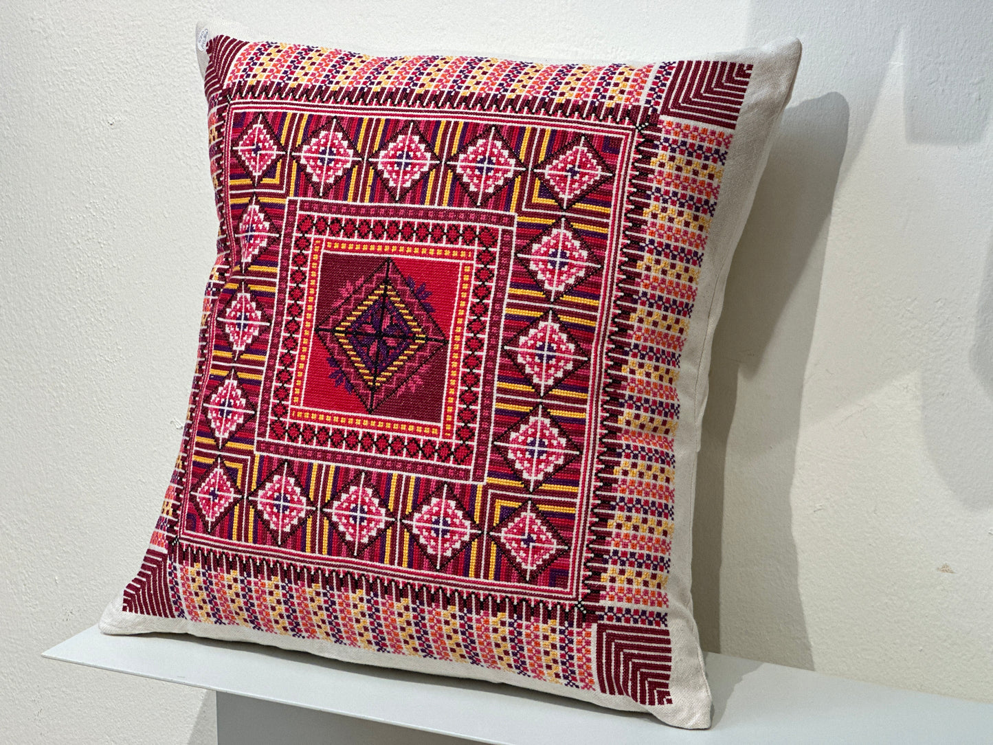 Extra Large Palestinian Embroidered Red Cushion Covers