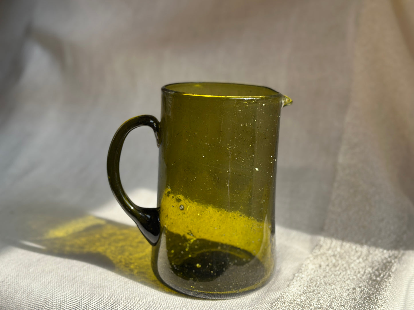 Olive Green Hebron Glass Pitcher