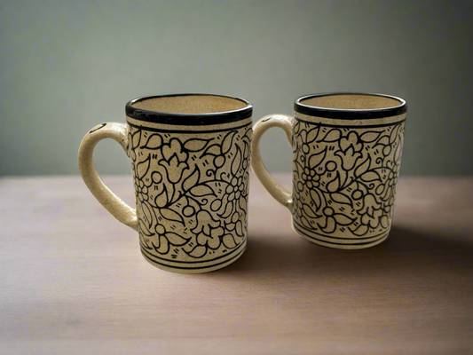 Neutral Floral Ceramic mug (set of 2)