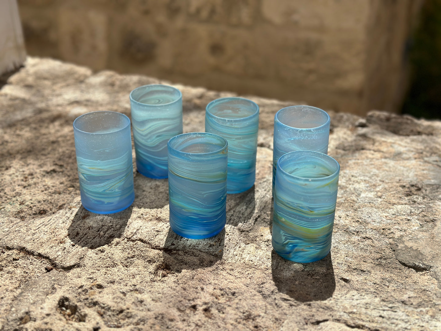 Phoenician Glass Short Blue Tumblers (Set of 2)