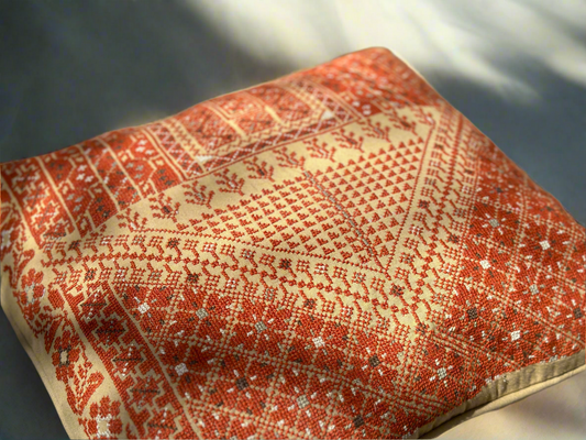 Embroidered Orange Cushion Cover