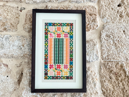 Black Framed one-of-a-kind embroidery from Hebron