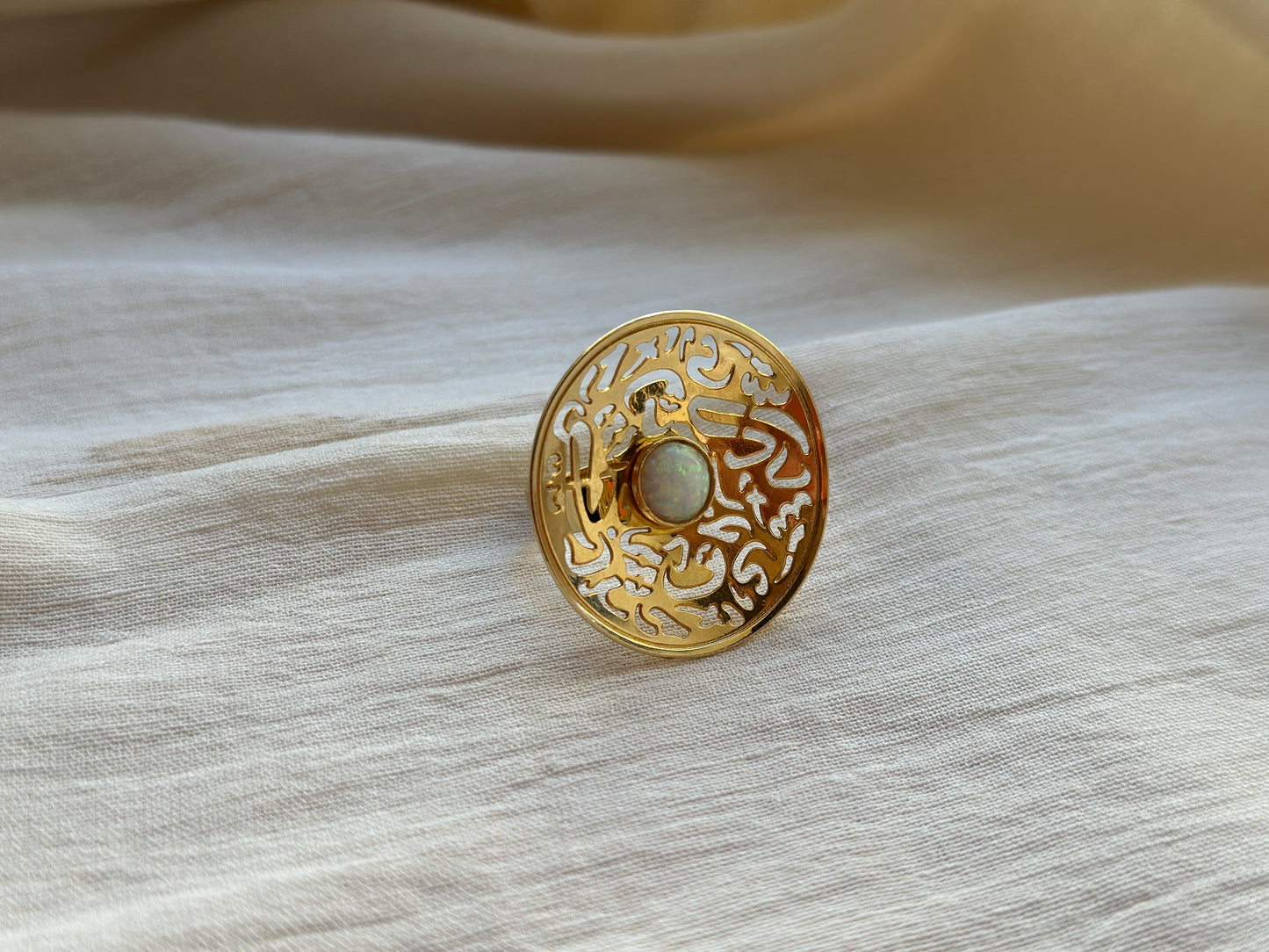 Gold Opal Calligraphy Ring