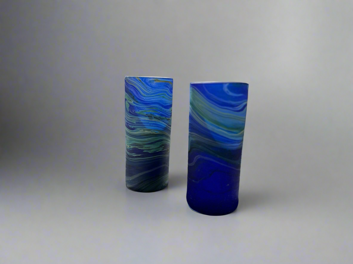 Handblown Hebron Phoenician Glass Tumblers - Cobalt Blue (Set of 2)