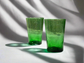 Hebron Glass Green Stackable Cups (Set of 2)