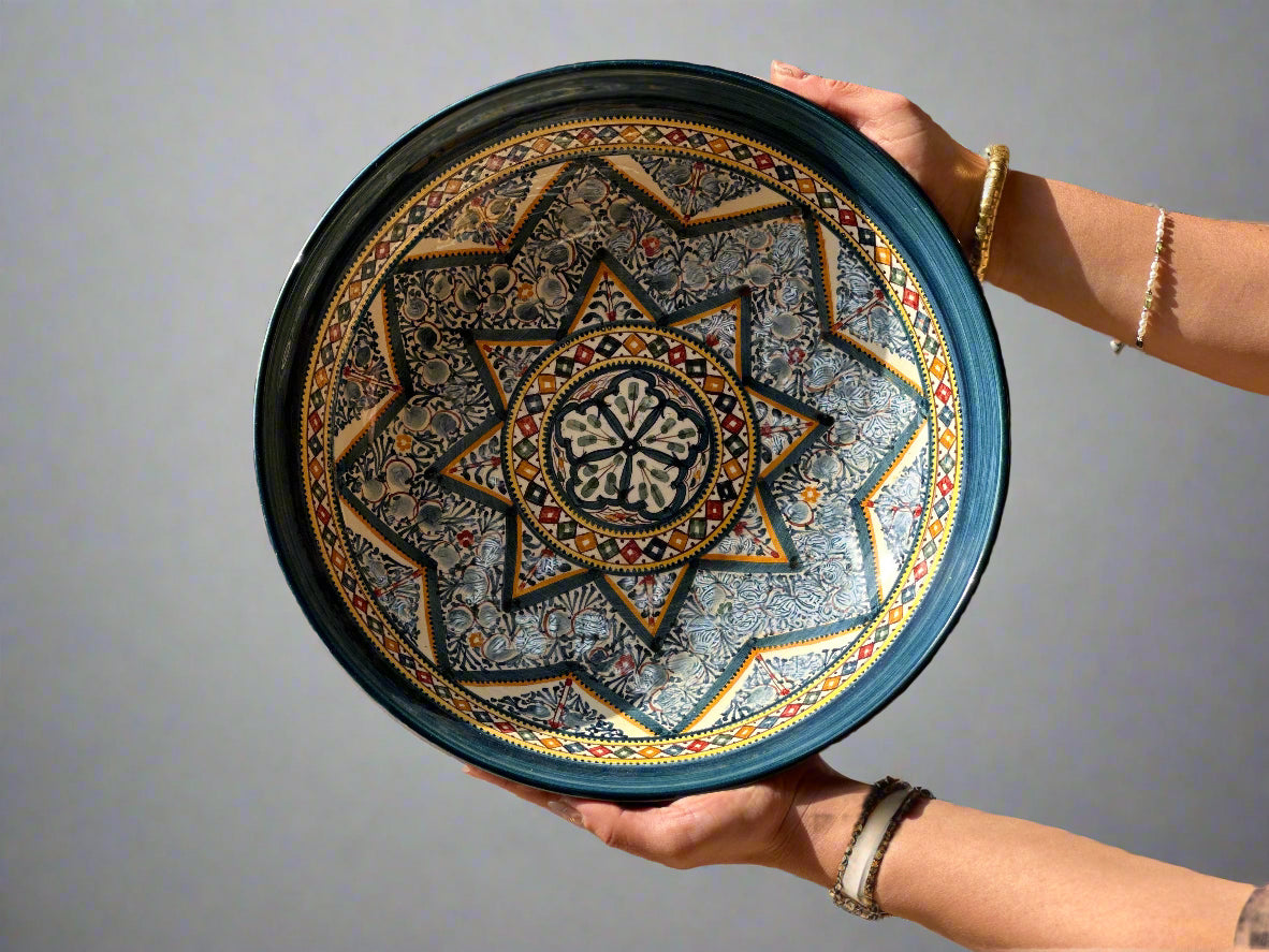 Hand Painted Mediterranean Artisanal Large Colorful Bowl