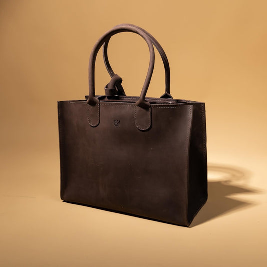 Chocolate brown leather handbag