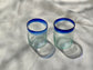 Handblown Hebron Glass Cups - Blue Rim (set of 2)