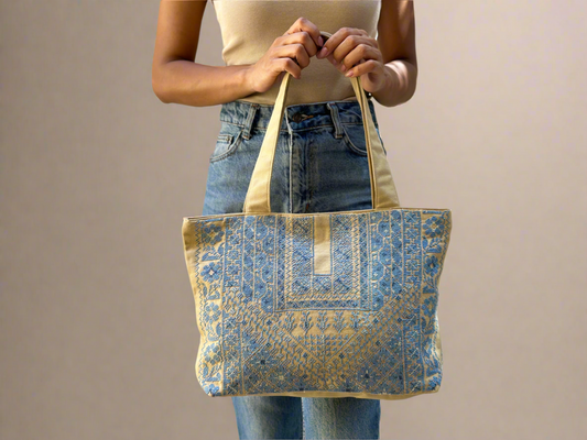 Embroidered Blue handbag