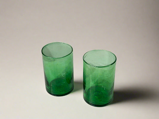 Handblown Hebron Glass Cups - Green (set of 2)