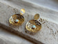 Gold Opal Calligraphy Earrings