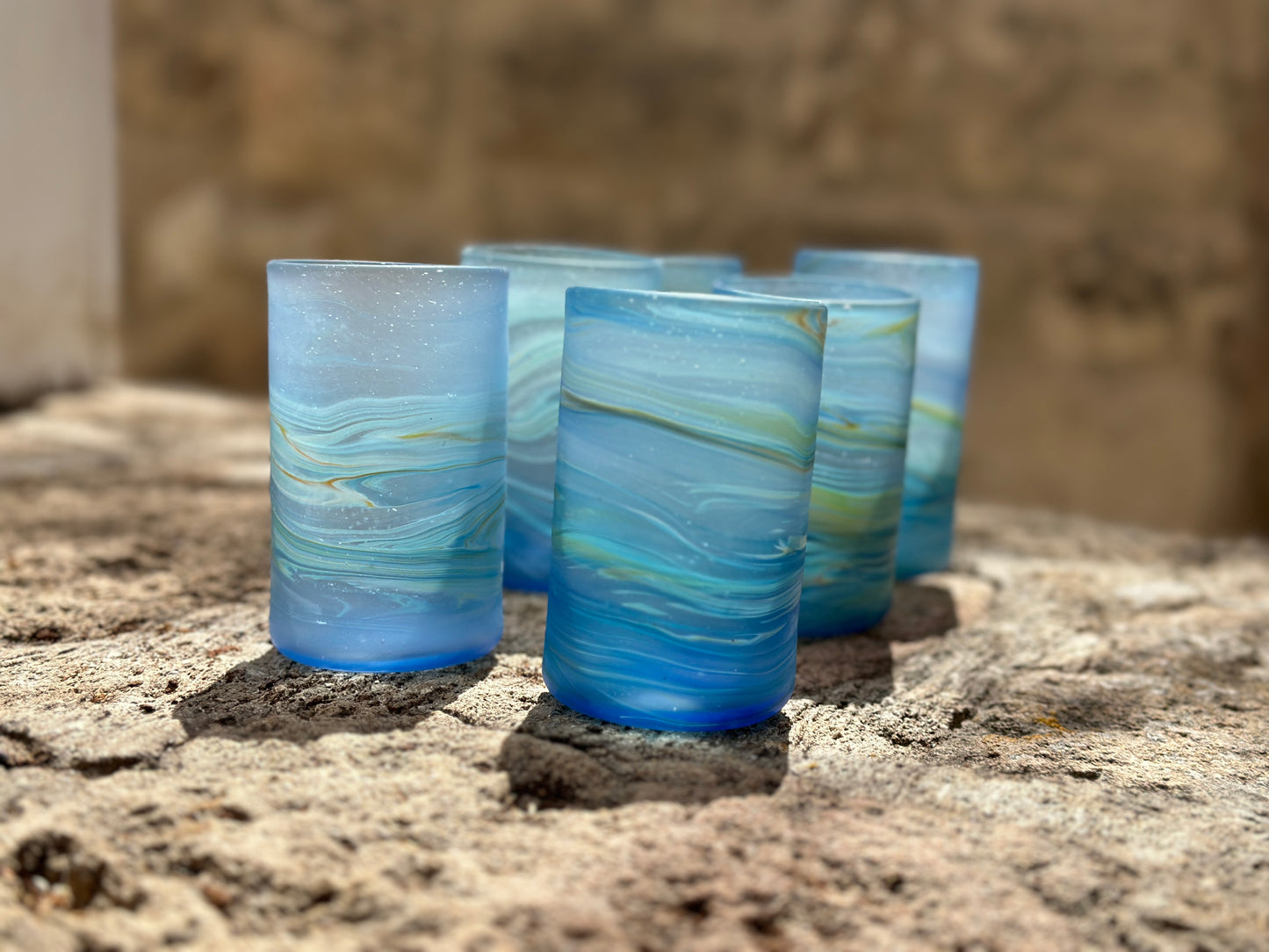 Phoenician Glass Short Blue Tumblers (Set of 2)