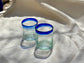 Handblown Hebron Glass Cups - Blue Rim (set of 2)