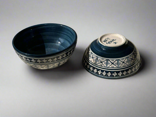 Hand Painted Mediterranean Artisanal Small Bowl (set of 2)