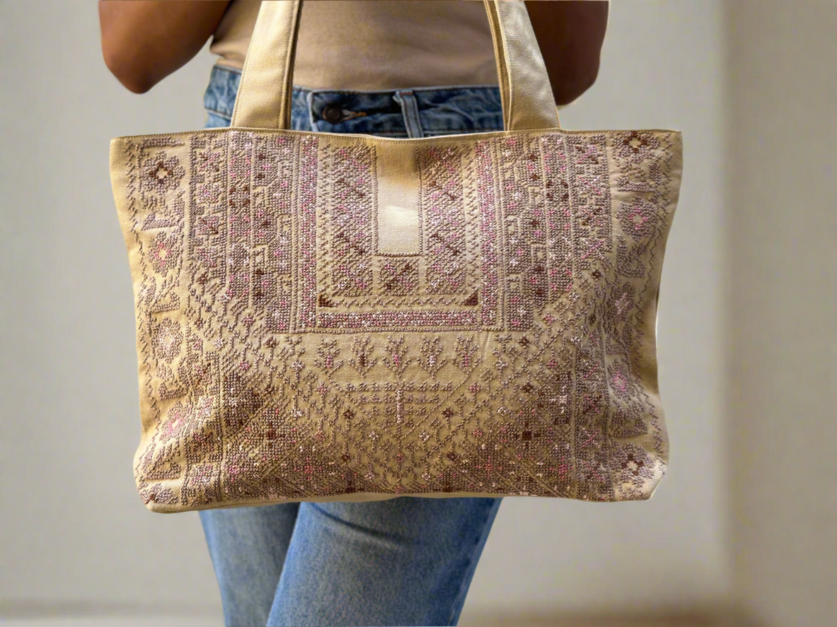 Embroidered Pink handbag