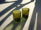 Handblown Hebron Wide Glass Cups - Olive Green (set of 2)