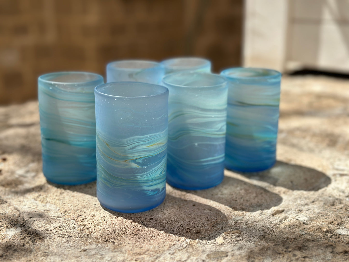 Phoenician Glass Short Blue Tumblers (Set of 2)