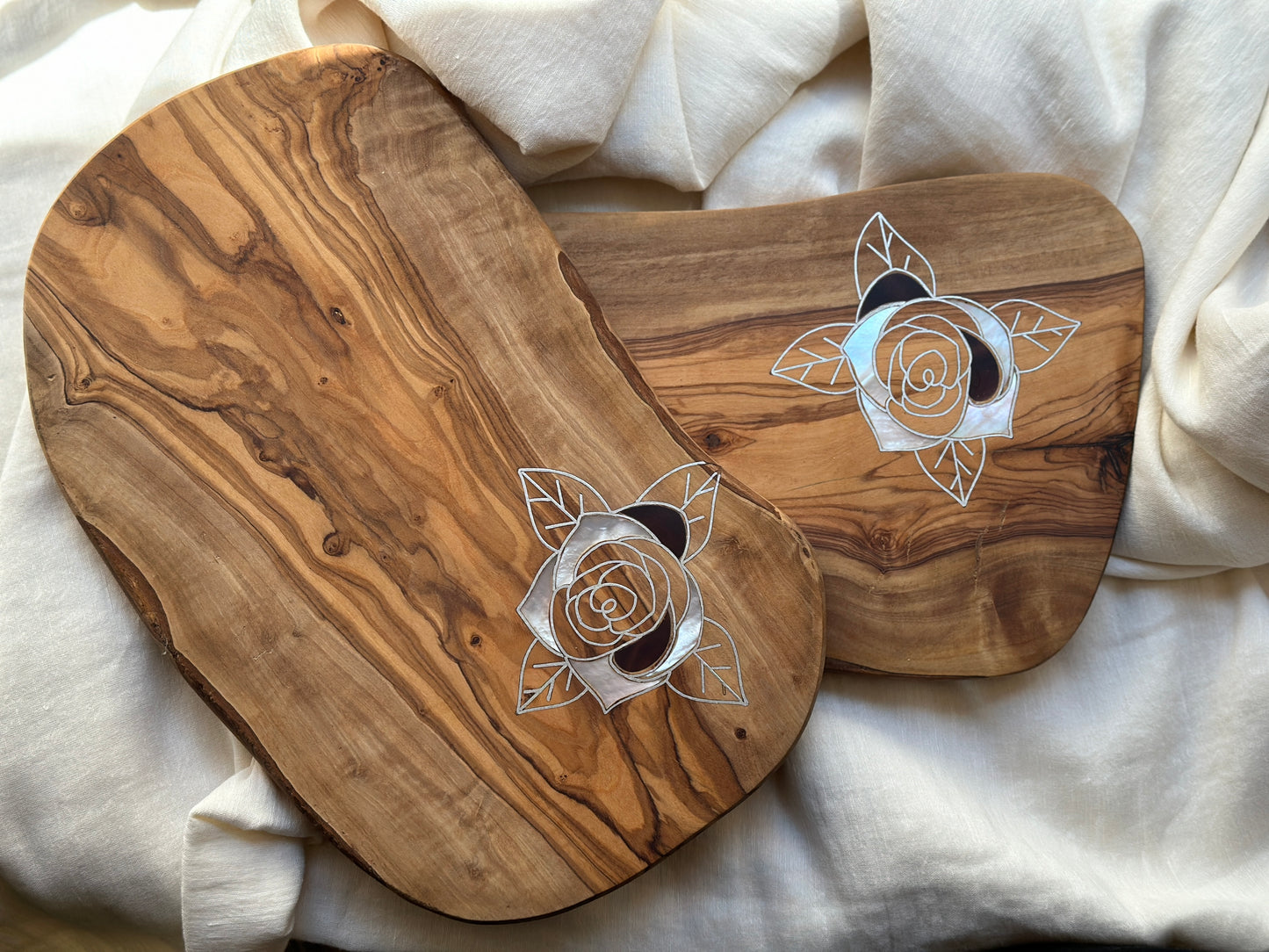 Olive Wood Board with Mother of Pearl