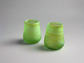 Handblown Hebron Phoenician Glass Large Tealight cups - Green (set of 2)