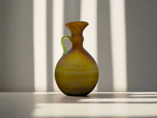 Handblown Hebron Phoenician Glass Mini Vase with Handle