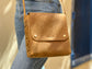 Suede Leather Crossbody Bag - Camel