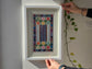 White Framed one-of-a-kind embroidery from Hebron