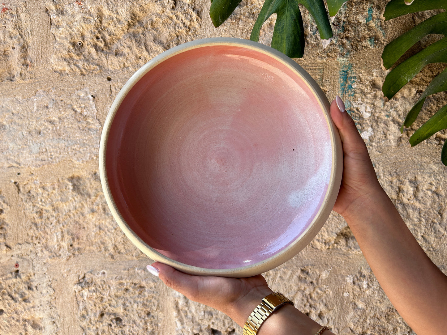 Stoneware Ceramic Pink Bowl