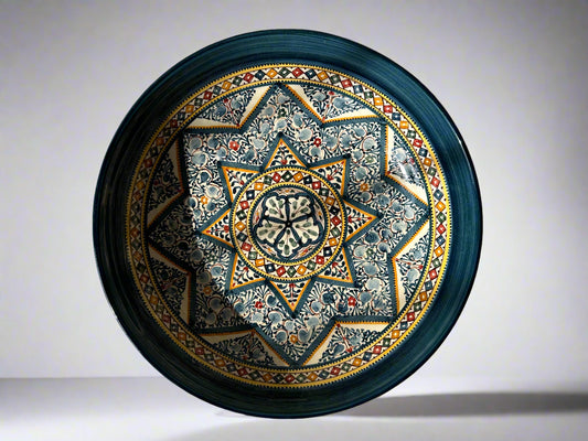 Hand Painted Mediterranean Artisanal Large Colorful Bowl